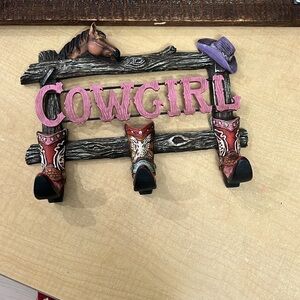 Western 2 piece set cowgirl sign & sign with hook boots